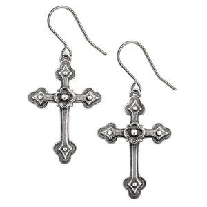 Alchemy Gothic Devotion Apostle's Cross Earrings Surgical Steel Hooks NWT